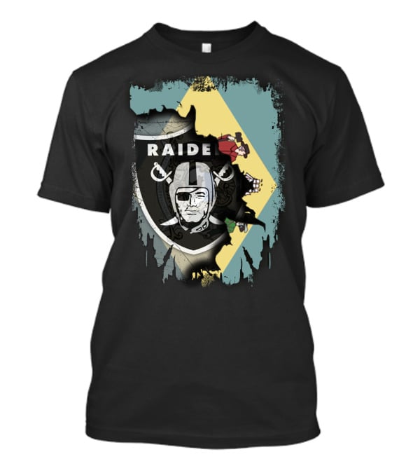 Raiders Logo Torn Delaware State Flag Background T-Shirt