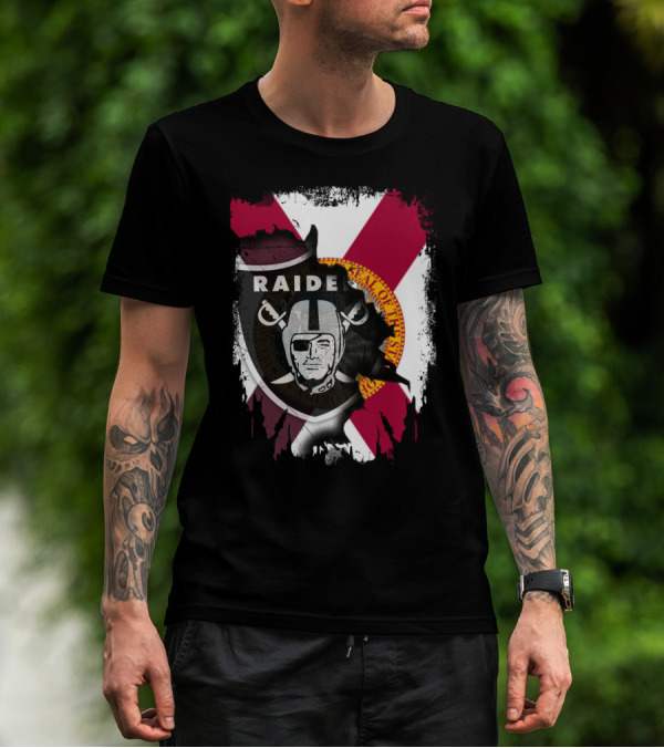 Florida Raiders United With State Seal And Bold X Flag T-Shirt