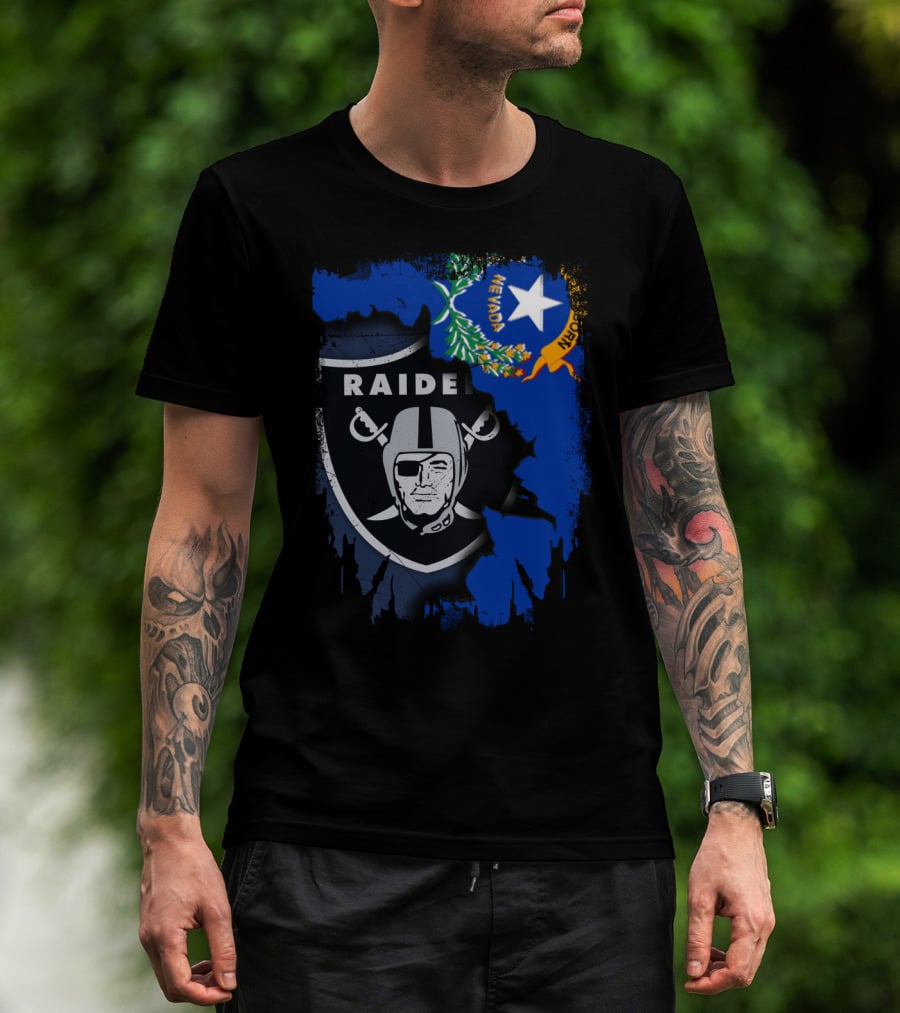 Nevada Raiders United With State Flag Emblem T-Shirt