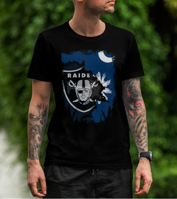 Together South Carolina Raiders Flag Icon With Crescent Moon And Palmetto Tree T-Shirt