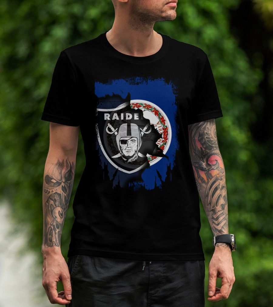 Virginia State Flag With Raiders Shield T-Shirt