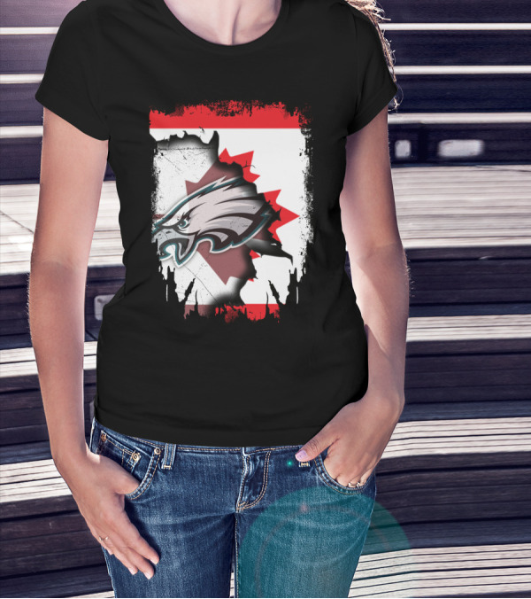 Together Canada Philadelphia Eagles Maple Leaf Rip T-Shirt