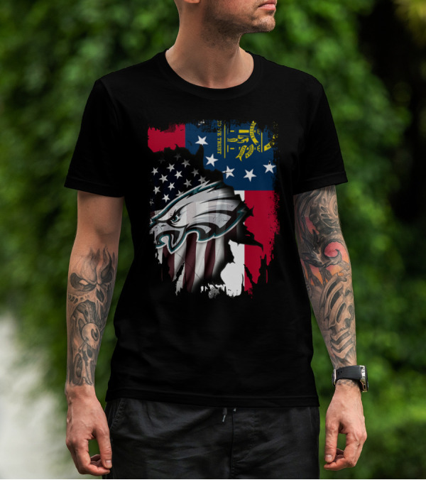 Georgia Flag With Eagles American Pride Together T-Shirt
