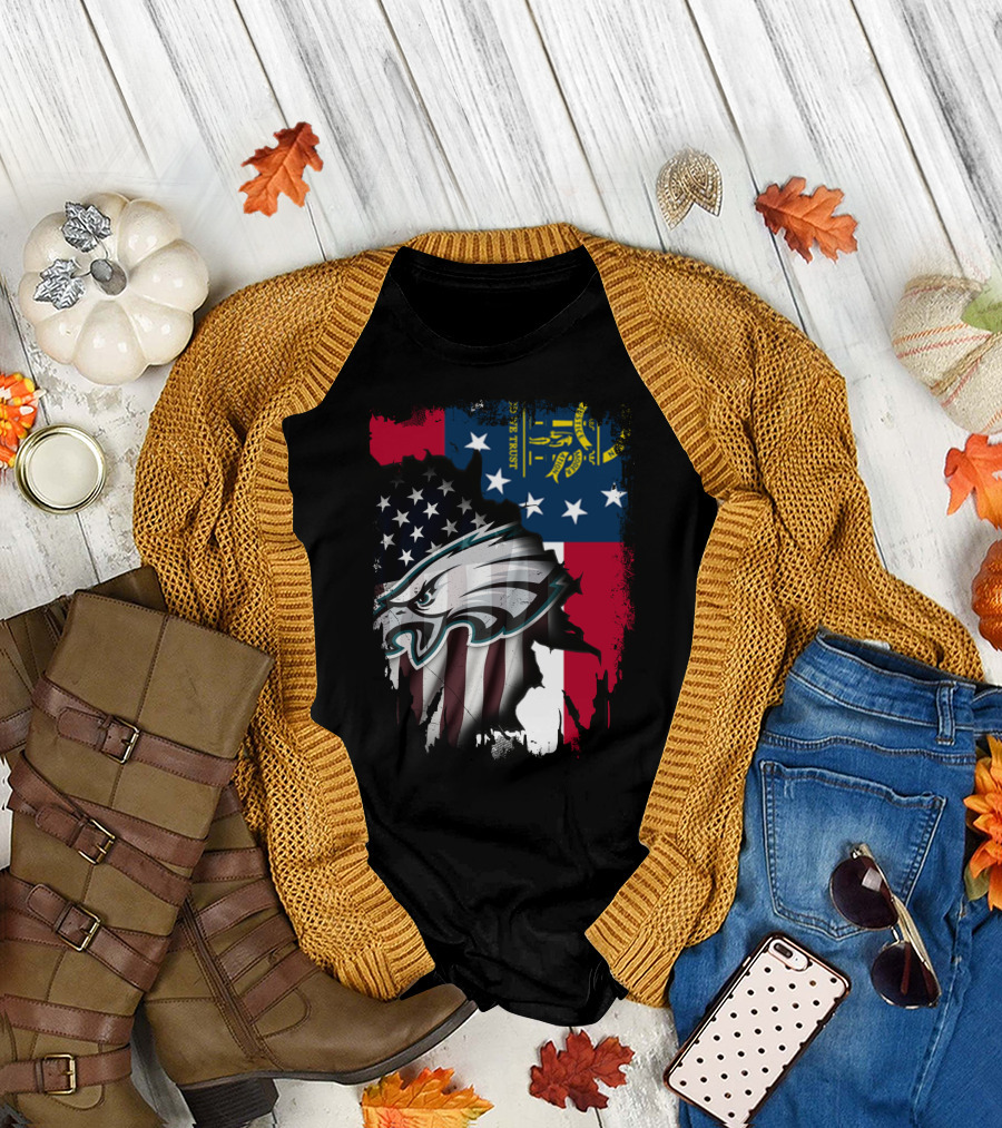 Georgia Flag with Eagles American Pride Together T-Shirt