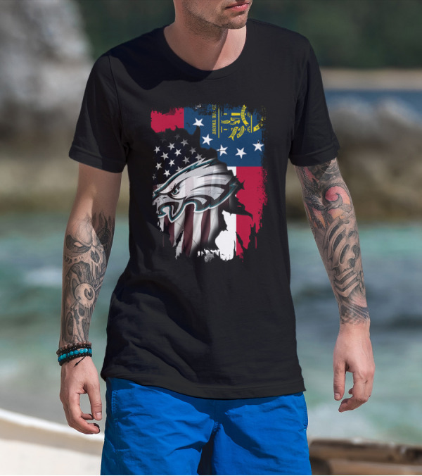 Georgia Flag With Eagles American Pride Together T-Shirt