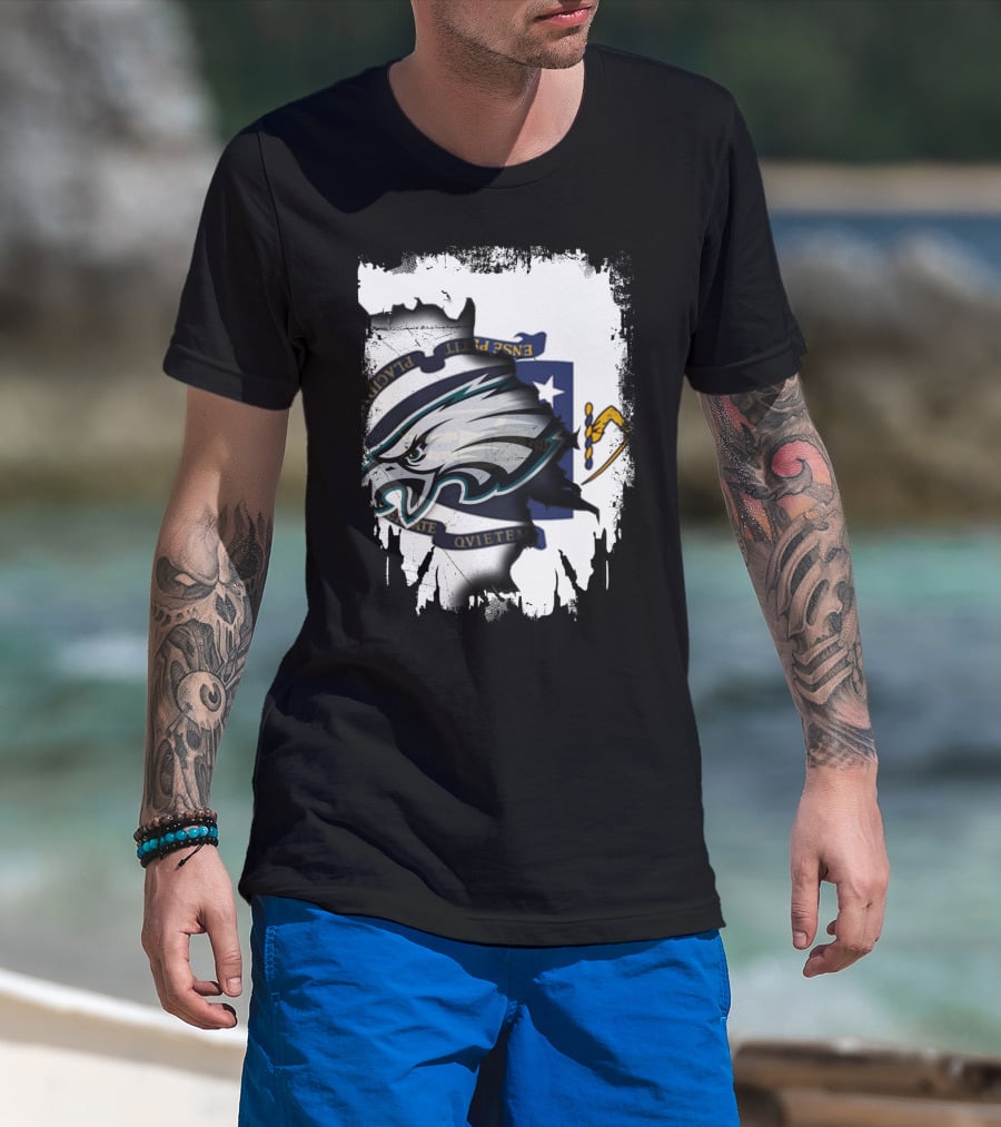 Eagles And Massachusetts Flag United Together T-Shirt