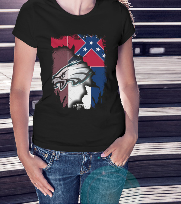 Mississippi Eagles With Confederate Flag Background T-Shirt