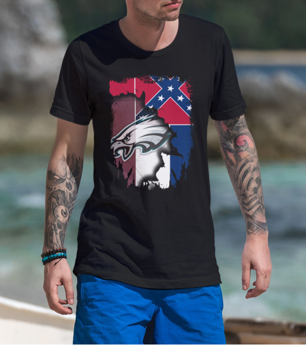 Mississippi Eagles With Confederate Flag Background T-Shirt
