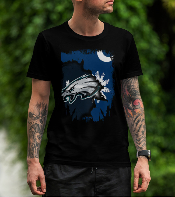Together South Carolina With Philadelphia Eagles And Palmetto Crescent Moon T-Shirt