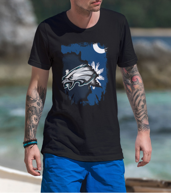 Together South Carolina With Philadelphia Eagles And Palmetto Crescent Moon T-Shirt