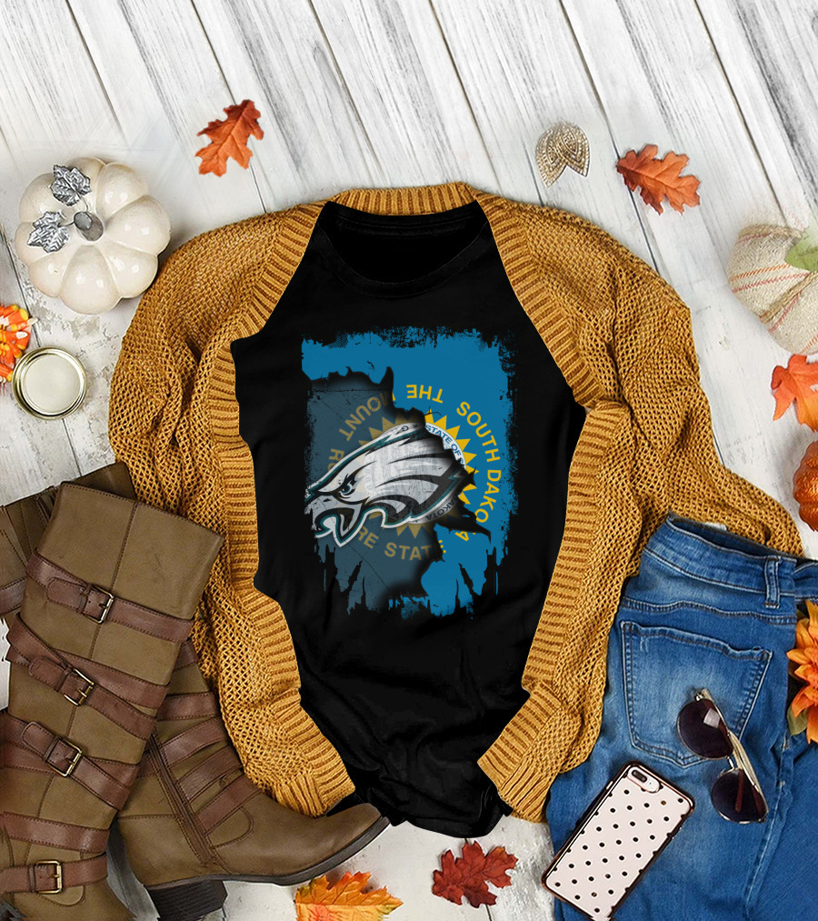 Philadelphia Eagles South Dakota Map State T-Shirt