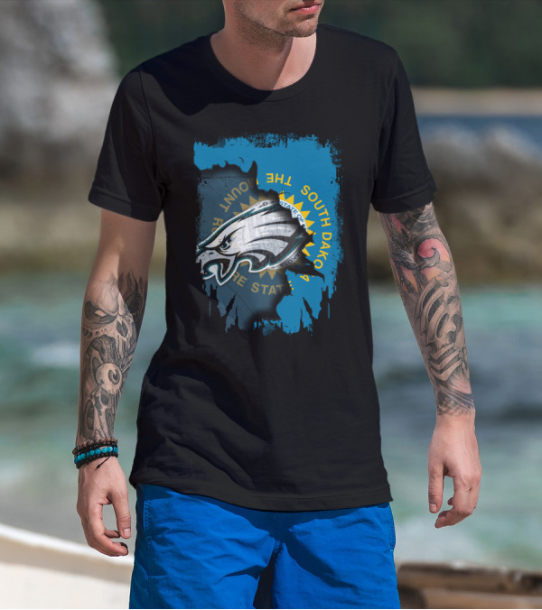 Philadelphia Eagles South Dakota Map State T-Shirt