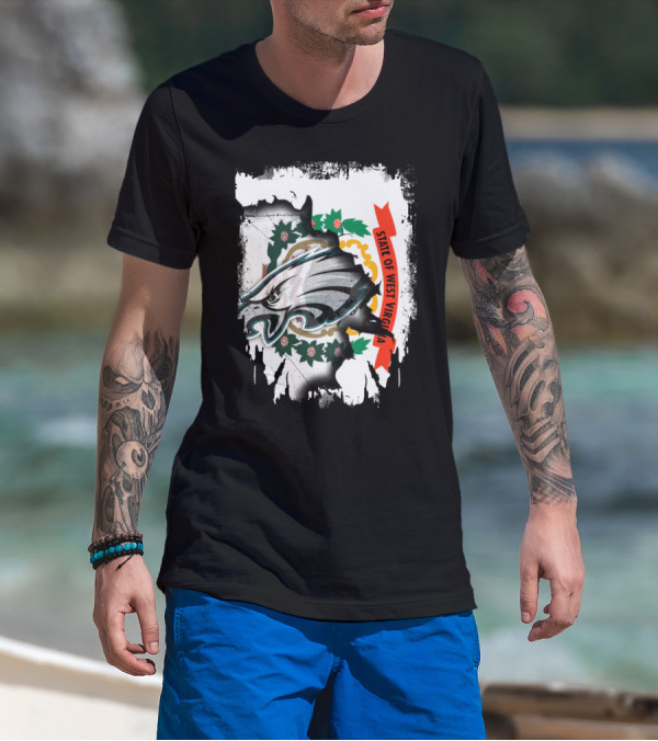 State Of West Virginia With Eagles Emblem T-Shirt