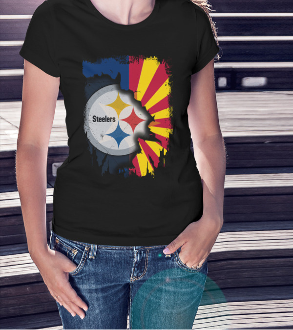 Steelers Logo With Arizona Flag Background T-Shirt