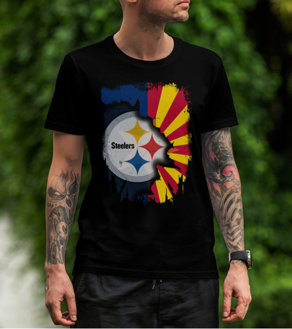Steelers Logo With Arizona Flag Background T-Shirt