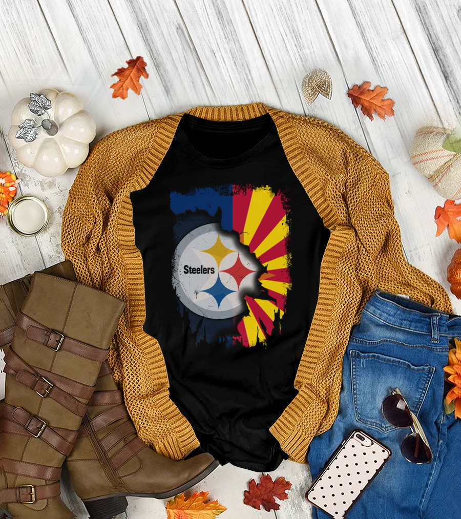 Steelers Logo with Arizona Flag Background T-Shirt