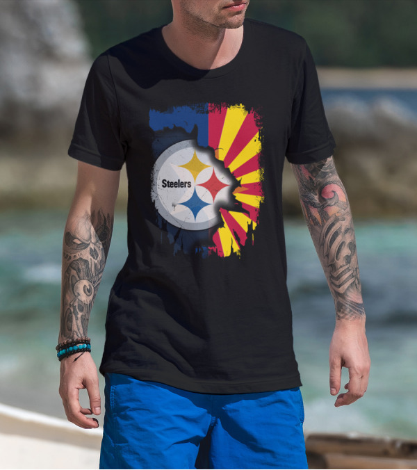Steelers Logo With Arizona Flag Background T-Shirt