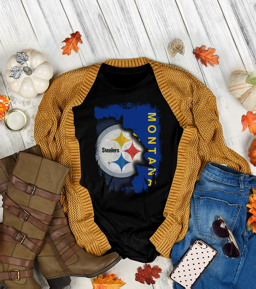 Montana Steelers Emblem with State T-Shirt