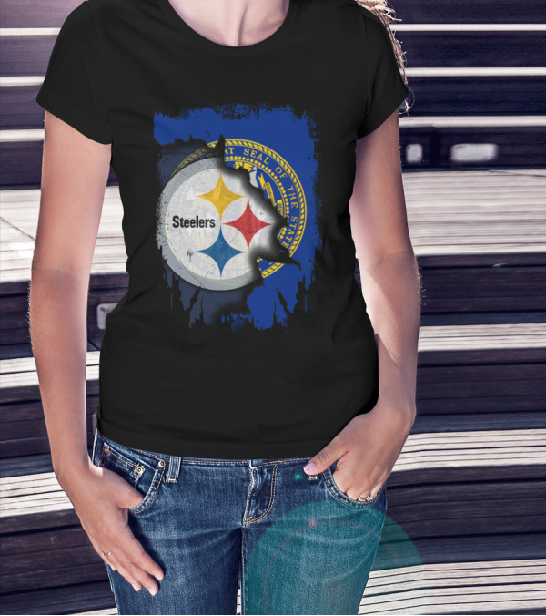 Nebraska State Seal With Steelers Logo Integration T-Shirt