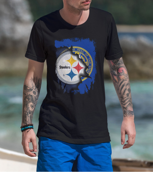 Nebraska State Seal With Steelers Logo Integration T-Shirt
