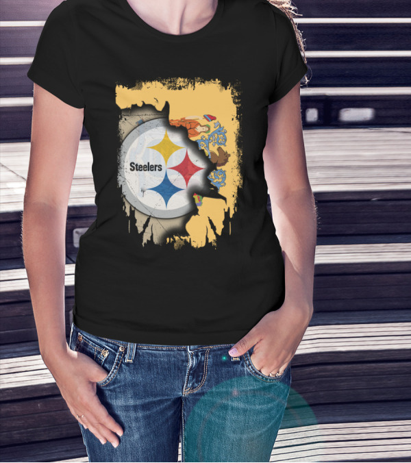 Steelers Logo Within New Jersey Map T-Shirt