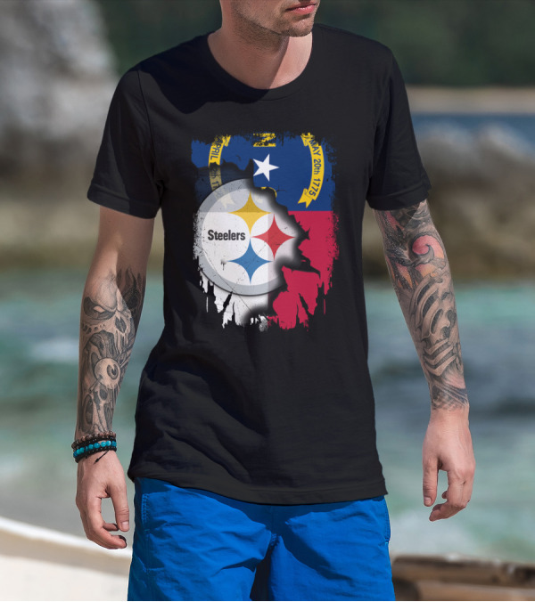 Together North Carolina With Steelers Logo Fusion T-Shirt