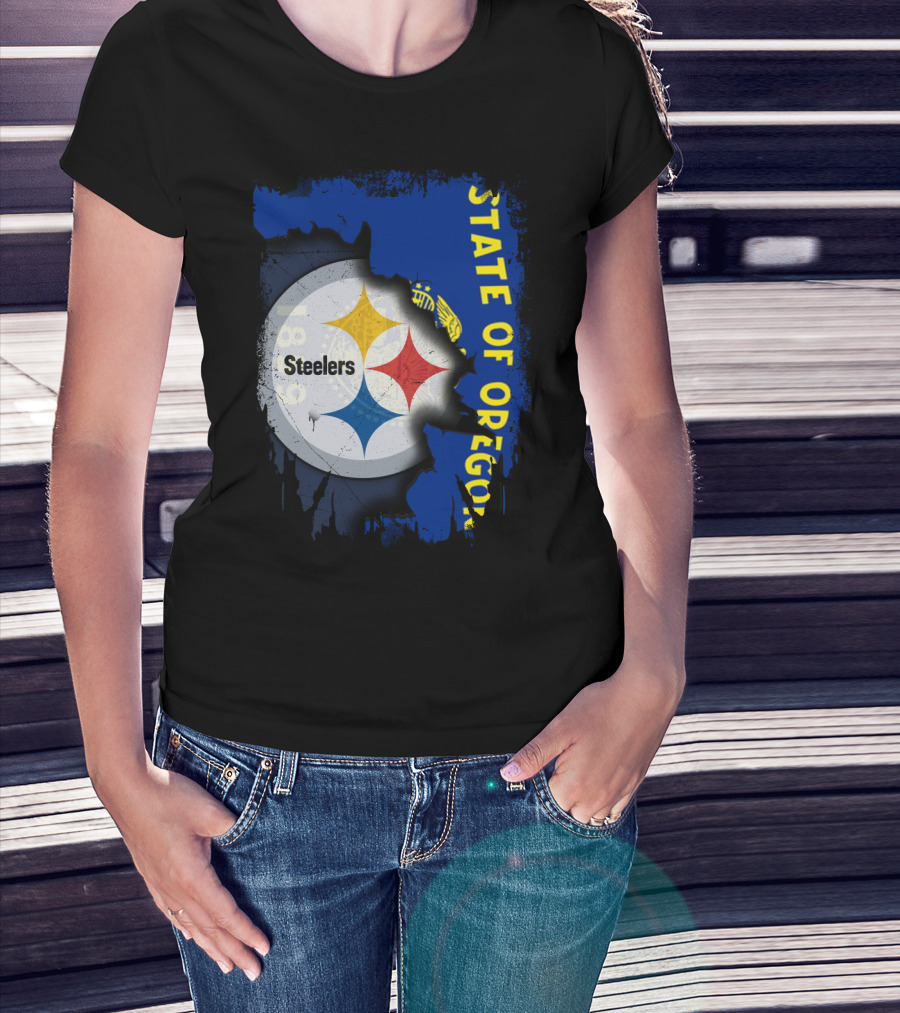State Of Oregon 1848 Steelers Logo Fusion T-Shirt
