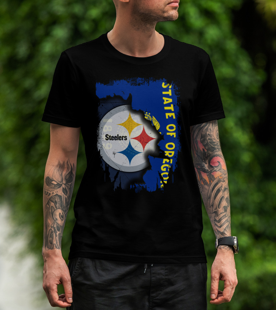 State Of Oregon 1848 Steelers Logo Fusion T-Shirt