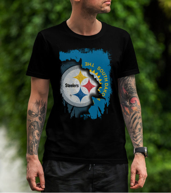 South Dakota State Flag With Steelers Logo Integration T-Shirt