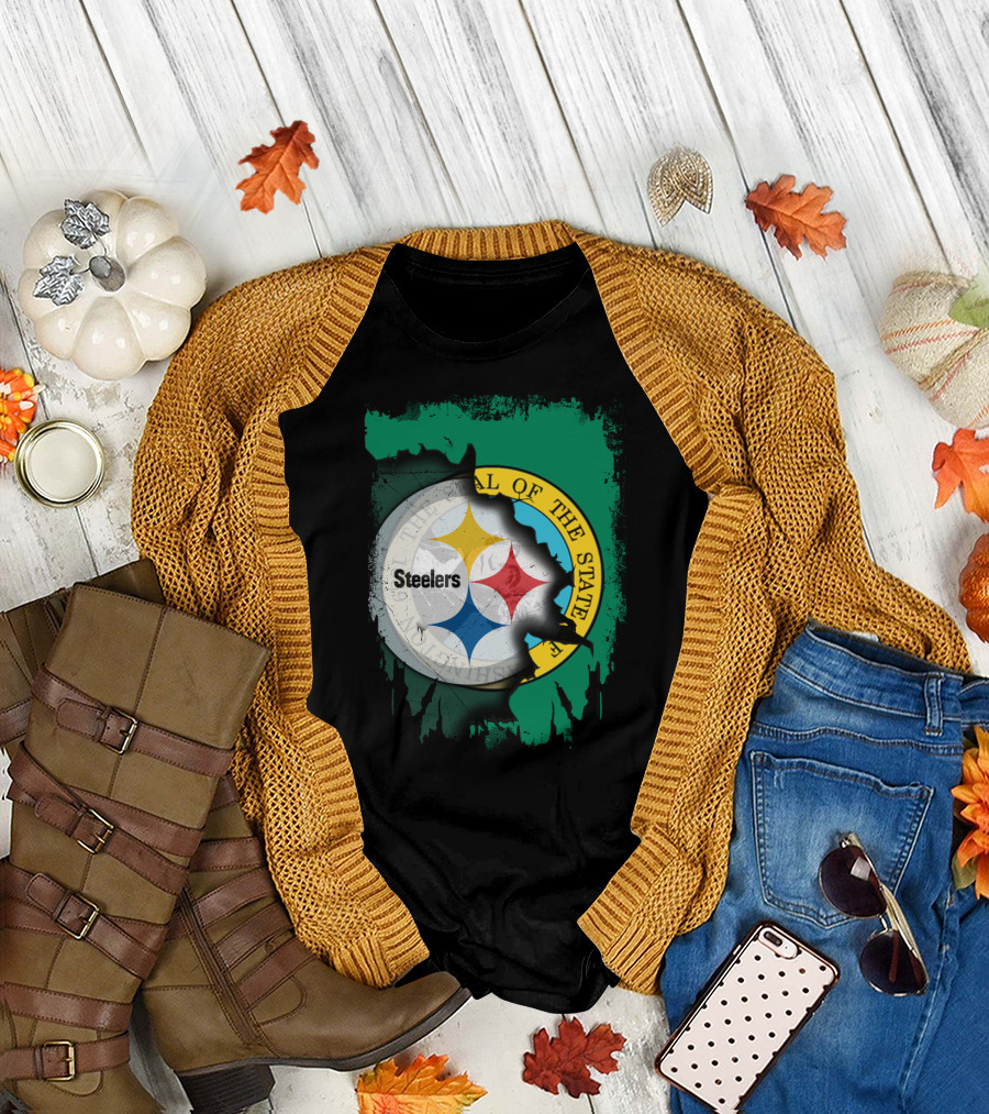 Washington State Meets Steelers Football Emblem T-Shirt
