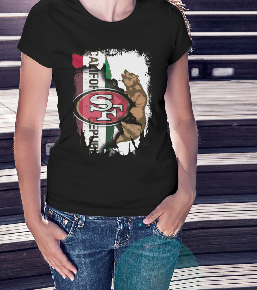 California Republic Bear With 49ers SF T-Shirt