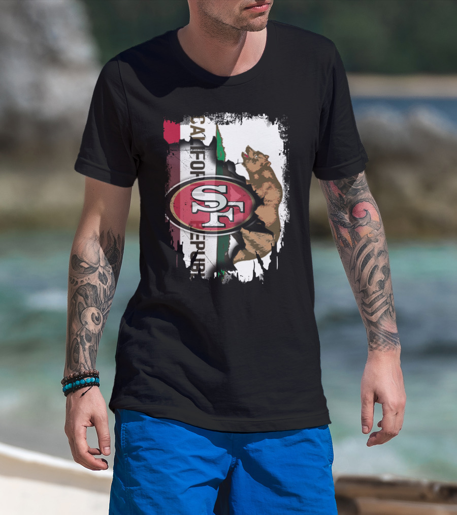 California Republic Bear With 49ers SF T-Shirt
