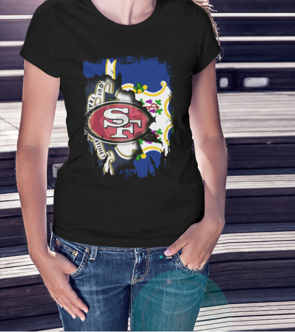 Connecticut Flag With San Francisco 49ers T-Shirt