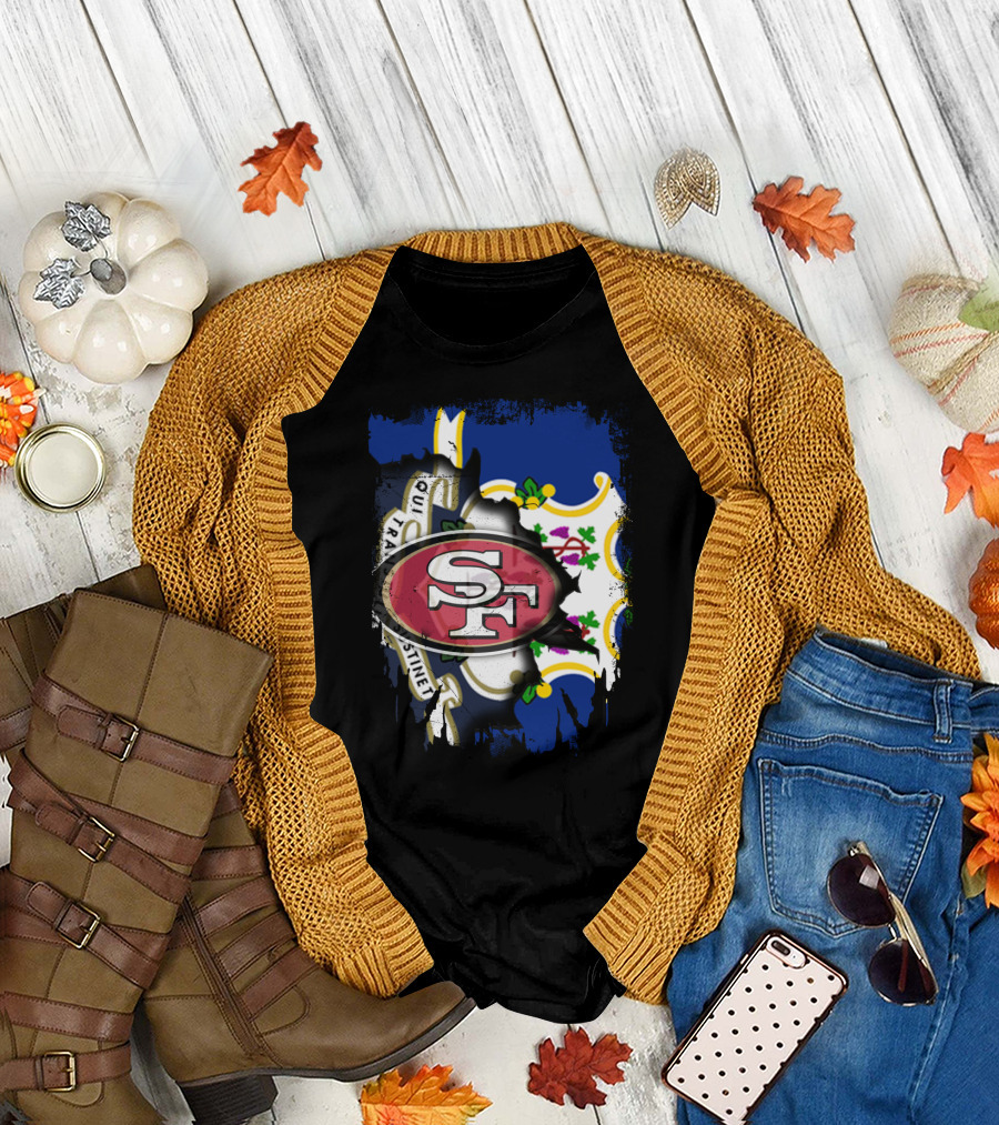Connecticut Flag with San Francisco 49ers T-Shirt