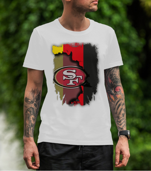 Germany Flag With San Francisco 49ers Logo Blend T-Shirt
