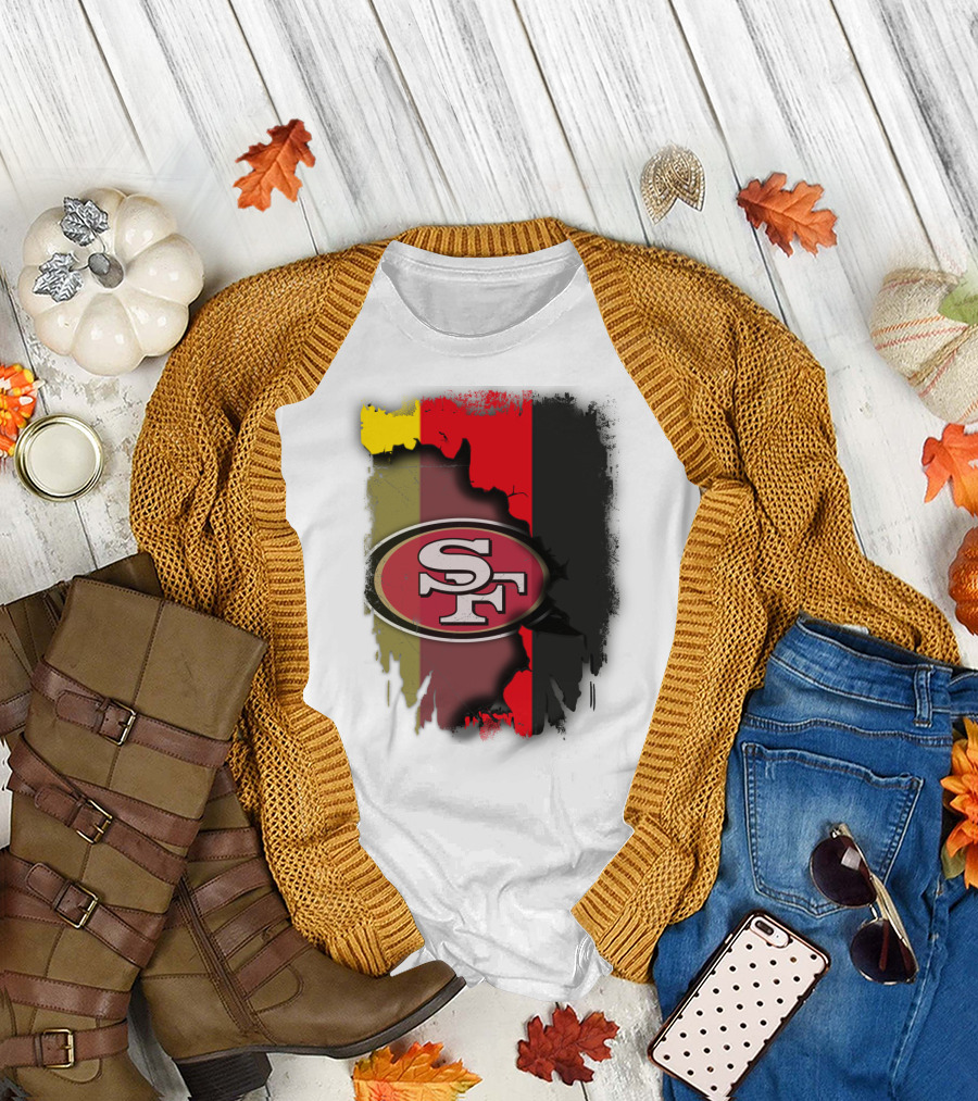 Germany Flag with San Francisco 49ers Logo Blend T-Shirt