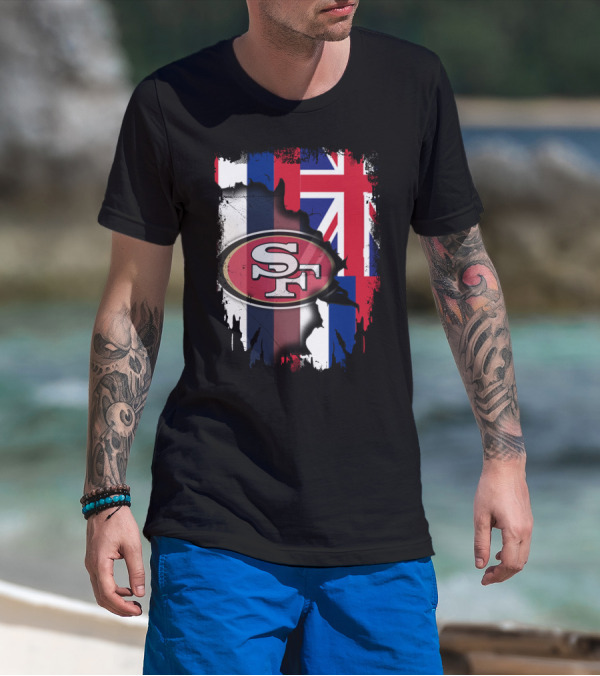 Hawaii 49ers SF Logo With Hawaiian Flag T-Shirt