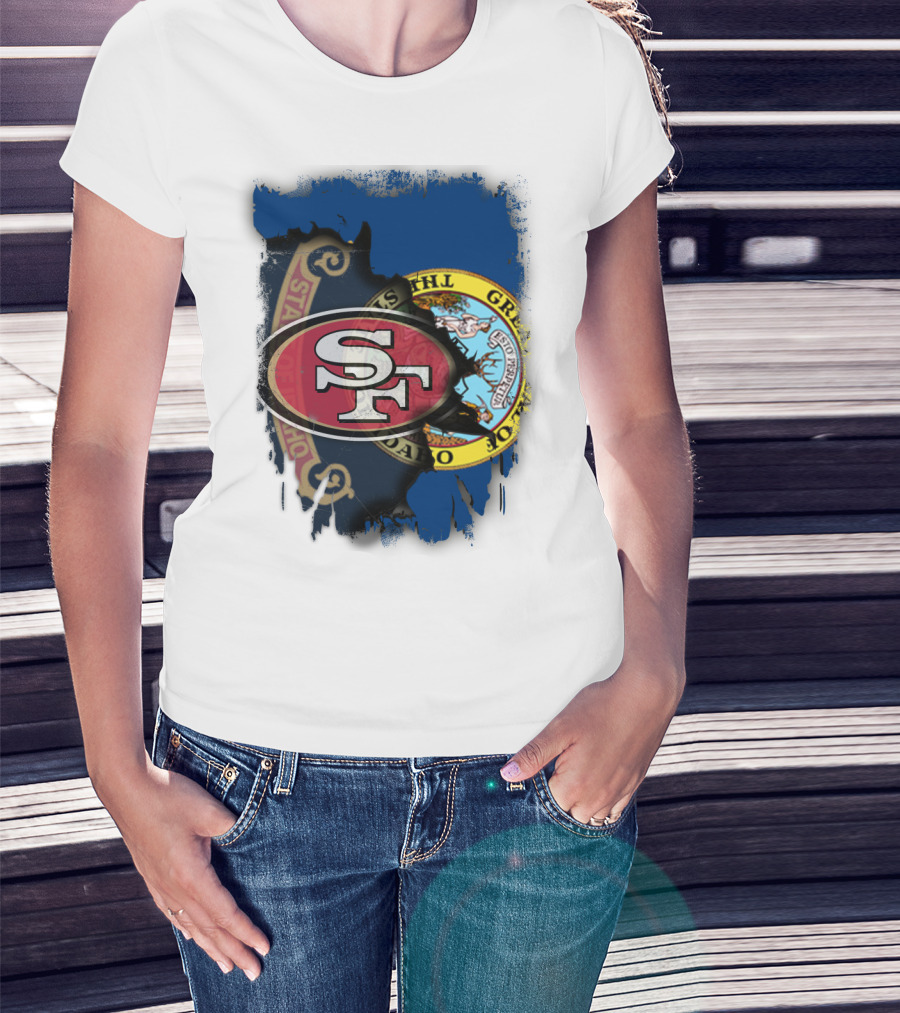 Idaho State Concept With 49ers SF Logo Fusion T-Shirt