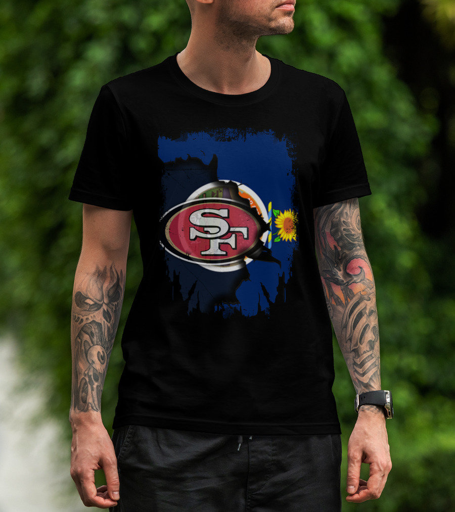 Together Kansas 49ers SF Football Logo Sunflower Flag T-Shirt