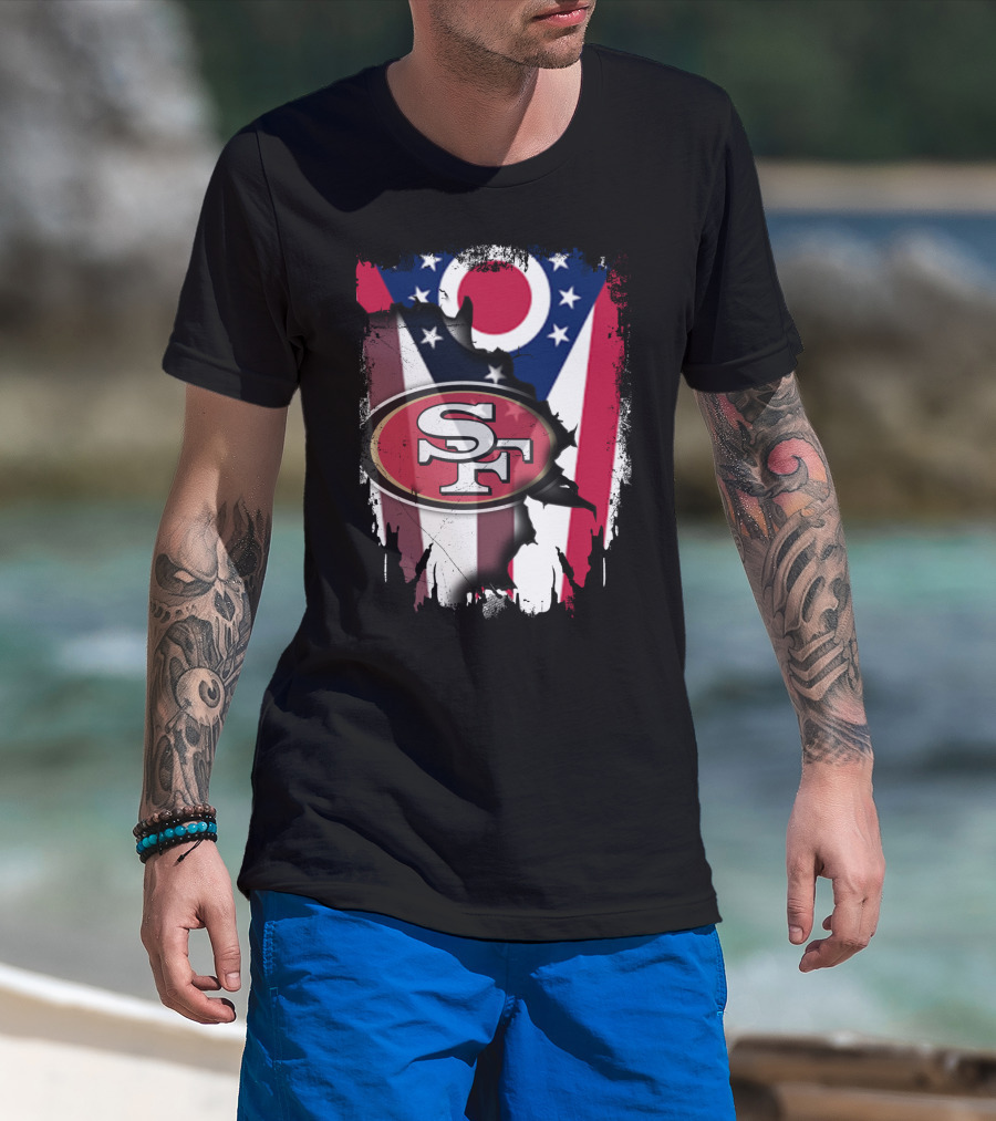 Ohio Flag San Francisco 49ers Sf Logo Fusion T-Shirt