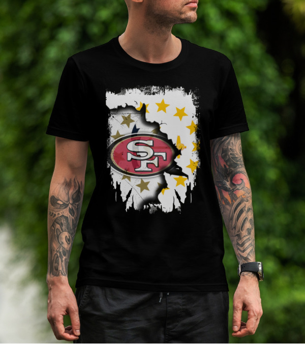 Together Rhode Island 49ers SF Logo Stars Map T-Shirt