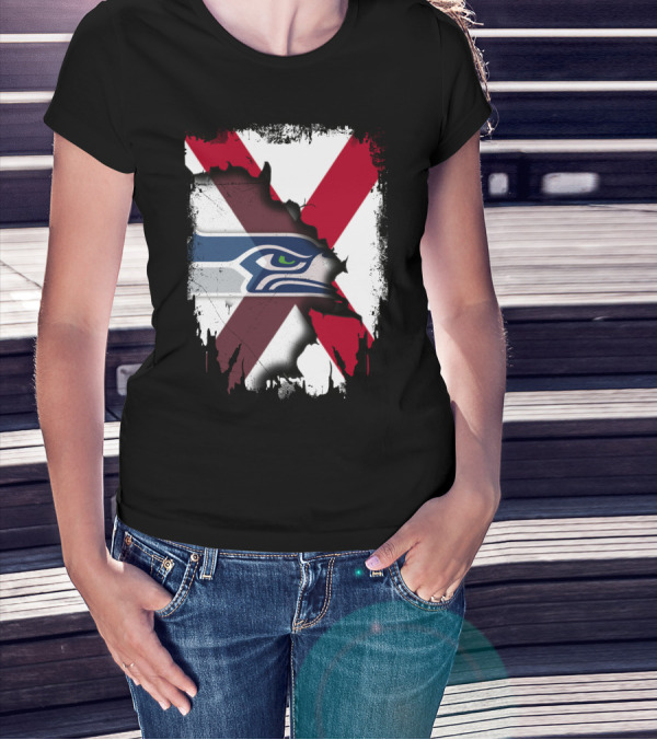 Alabama Cross With Seahawks T-Shirt