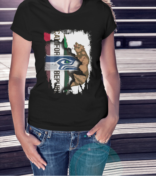 Together California Republic With Seahawks Logo Bear T-Shirt