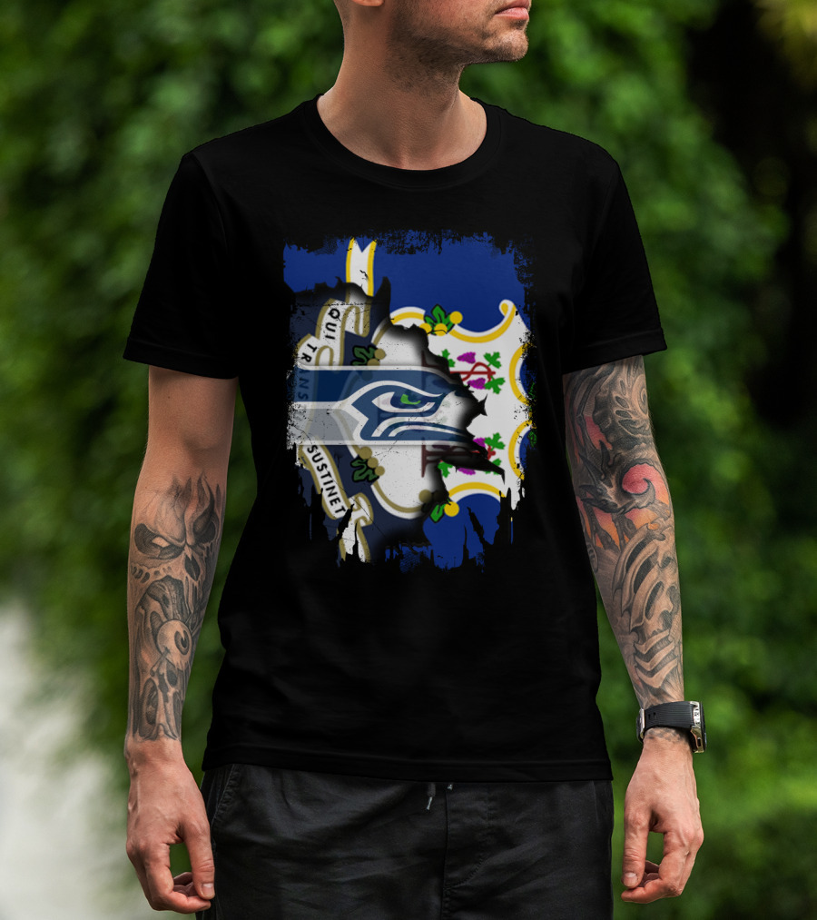 Connecticut State Pride With Seattle Seahawks T-Shirt