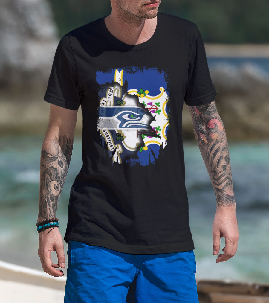 Connecticut State Pride With Seattle Seahawks T-Shirt