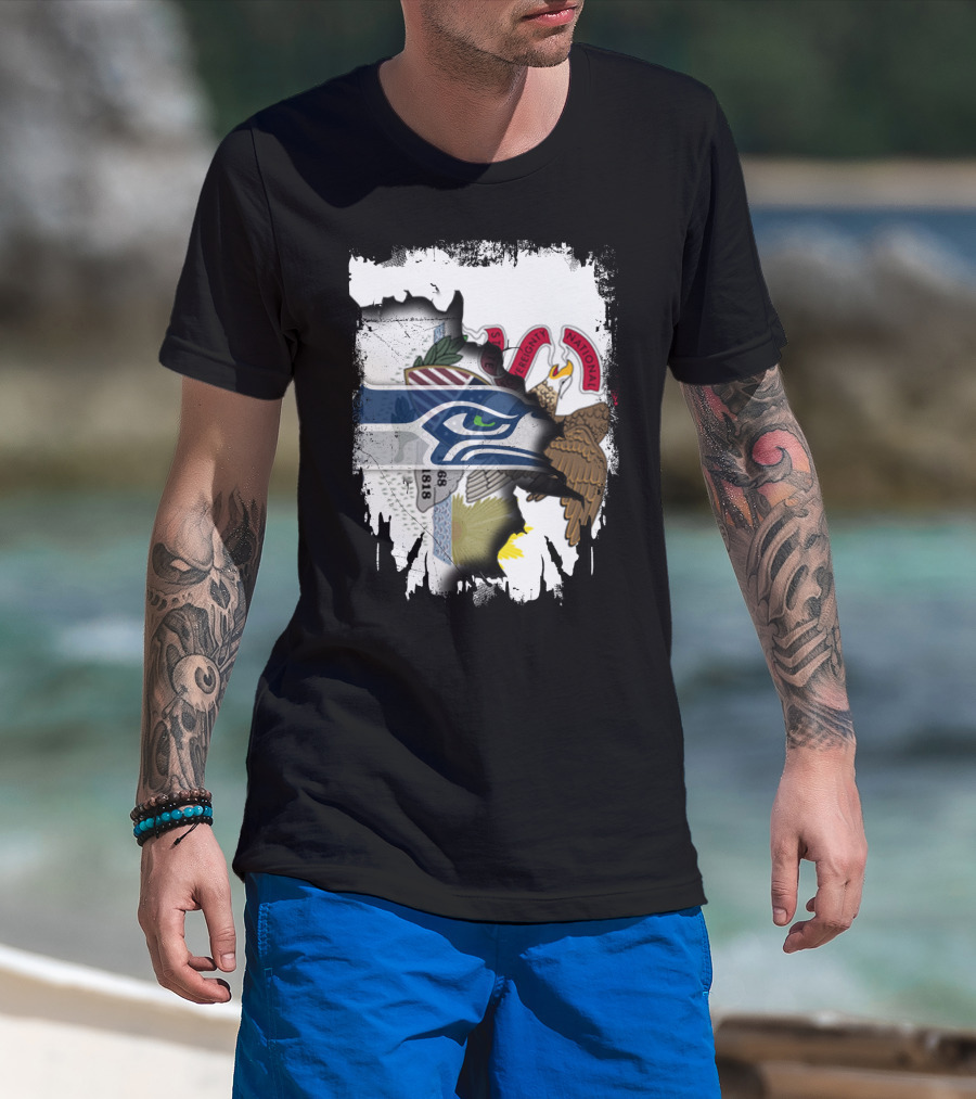 Illinois State And Seattle Seahawks Unity Emblem T-Shirt