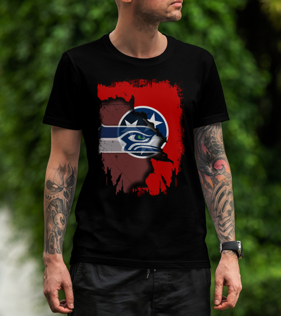 Tennessee Flag Seahawks Logo Fusion T-Shirt
