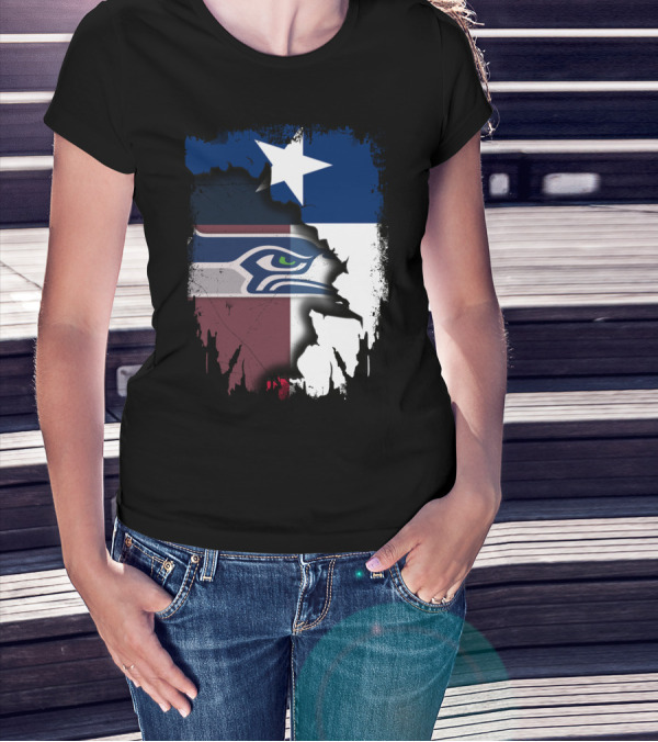 Texas And Seahawks United With Lone Star Sea Hawk T-Shirt