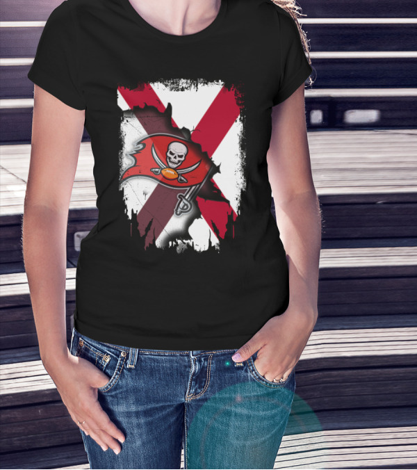 Alabama State Flag With Buccaneers Logo Together T-Shirt