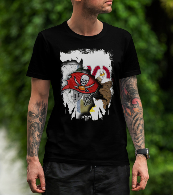 Union Illinois With Buccaneers Flag And Eagle 1868 Elements T-Shirt